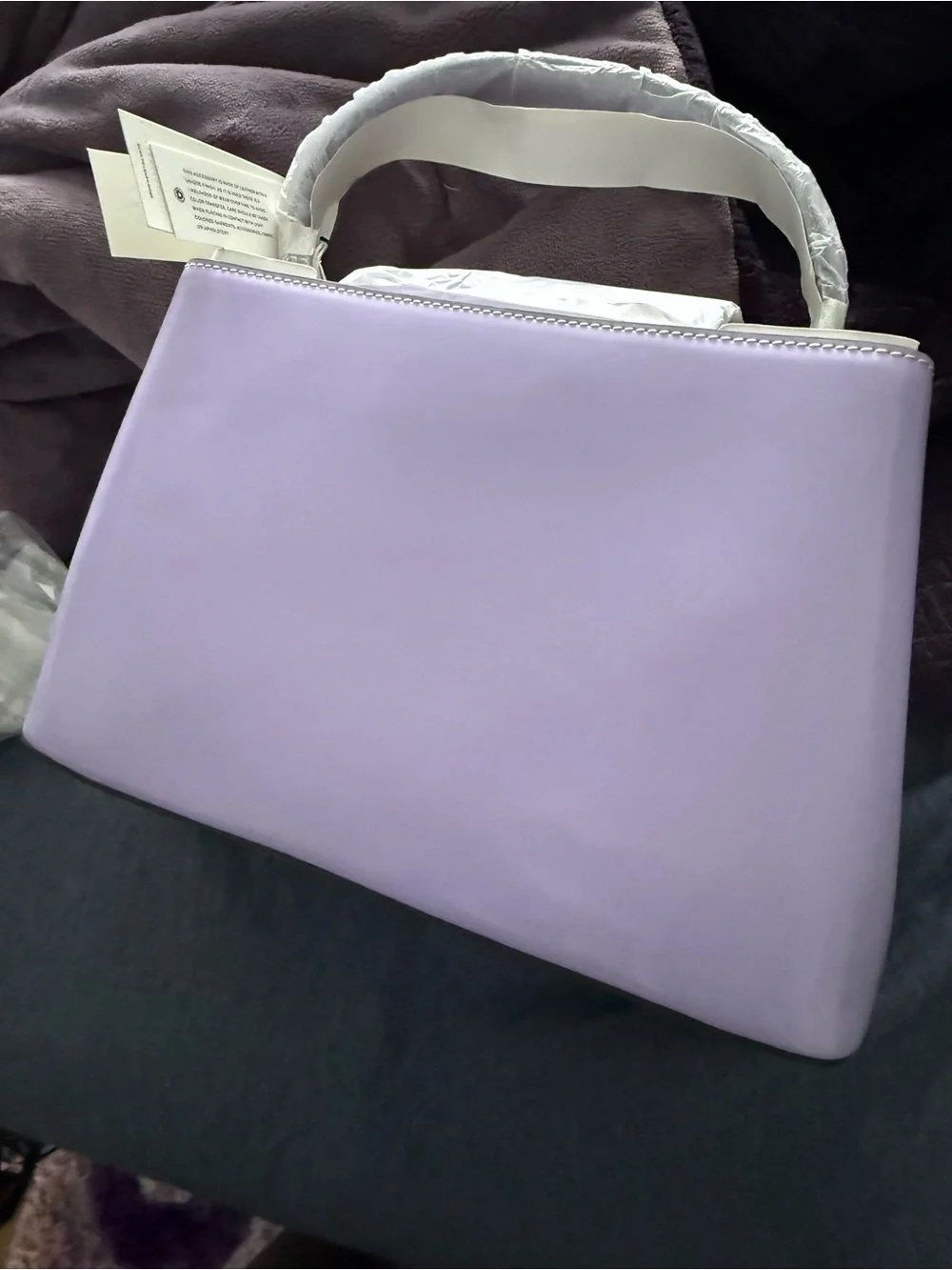 Tory Burch Britten Patent Small Satchel Lavender